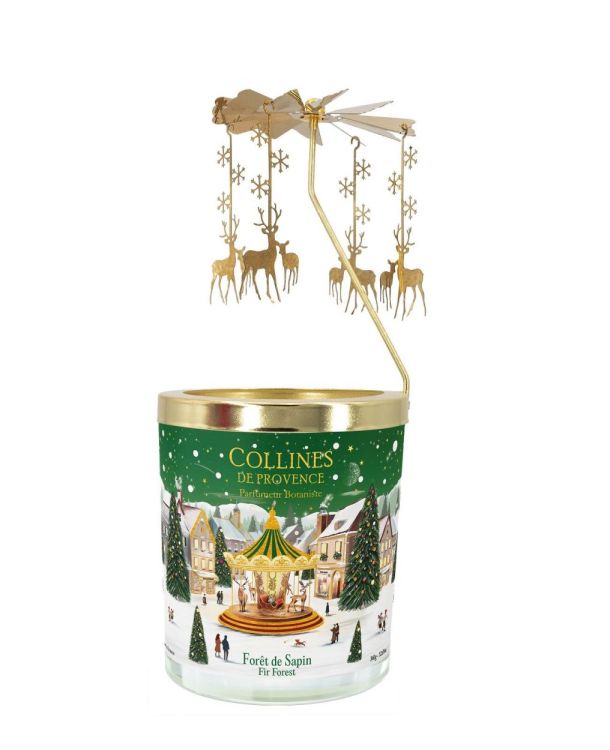 Collines de Provence Coffret Cadeau Carrousel + Bougie 360 g – Forêt de Sapin (Groen) - Panache (Koksijde)