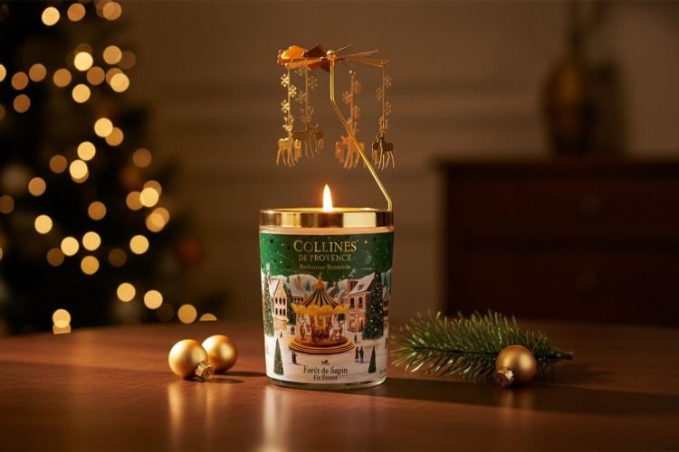 Collines de Provence Coffret Cadeau Carrousel + Bougie 360 g – Forêt de Sapin (Groen) - Panache (Koksijde)