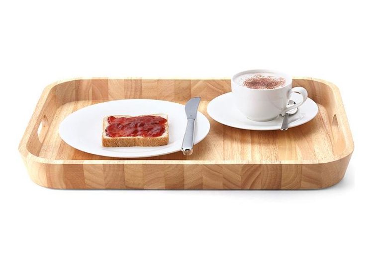 Continenta Plateau en bois d’hévéa 53x35x5cm (Natural) - Panache (Koksijde)