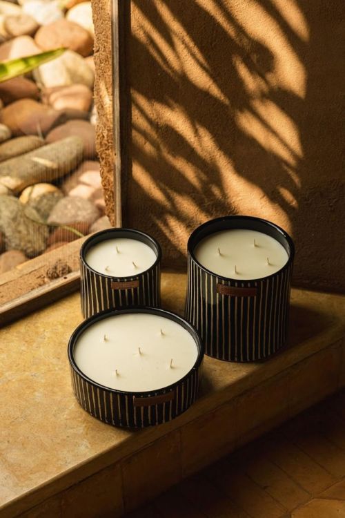 Côté Bougie Marrakech Bougie Parfumée Zébré Plate L – Mandarine (Zébré) - Panache (Koksijde)