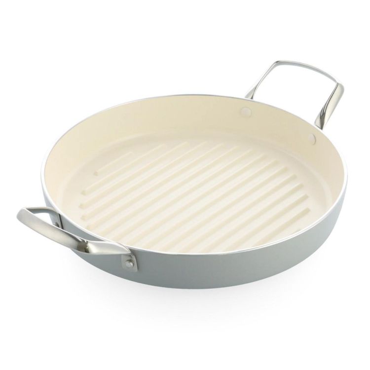 Dagelijkse kost Poêle grill Proline 28 cm + planche à découper offerte (Truffelgrijs) - Panache (Koksijde)