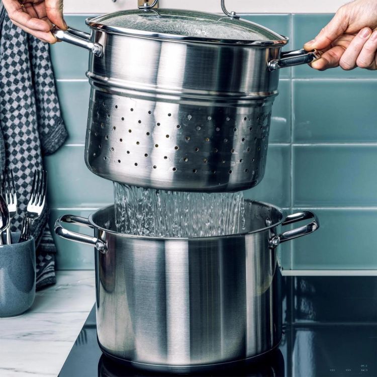 Dagelijkse kost Kookpot met pasta inzet 24cm 6L (Inox) - Panache (Koksijde)
