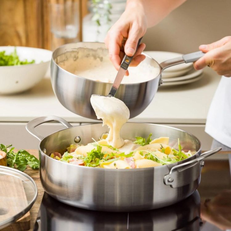 Dagelijkse kost Faitout avec couvercle Proline 3PLY 26cm (Truffelgrijs) - Panache (Koksijde)