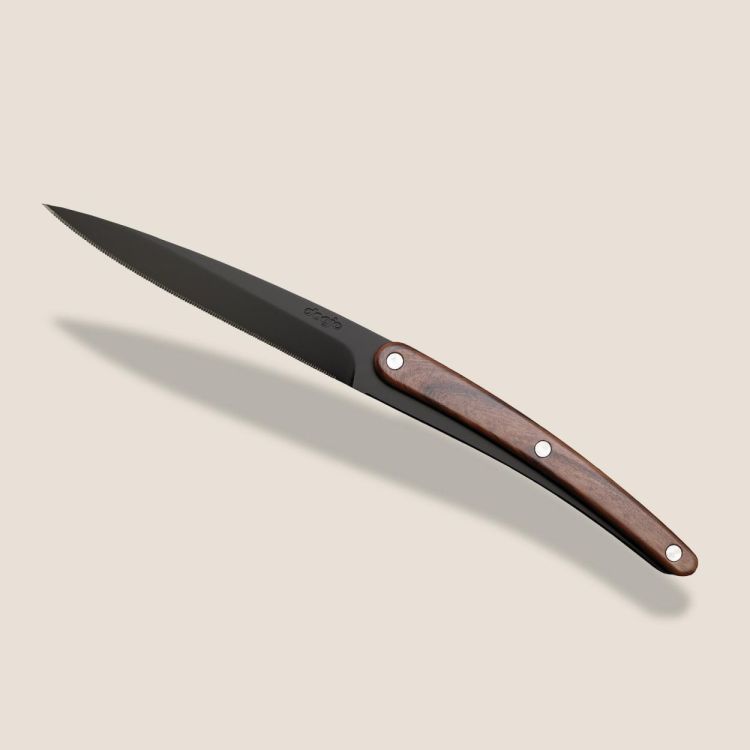 Deejo Restaurant 4 Steak Knives Black Titanium (Rose Wood Style) - Panache (Koksijde)