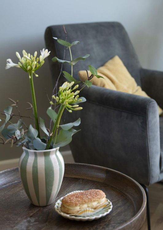 Dishes & Deco Vase Rayures 17cm (Olijfgroen) - Panache (Koksijde)