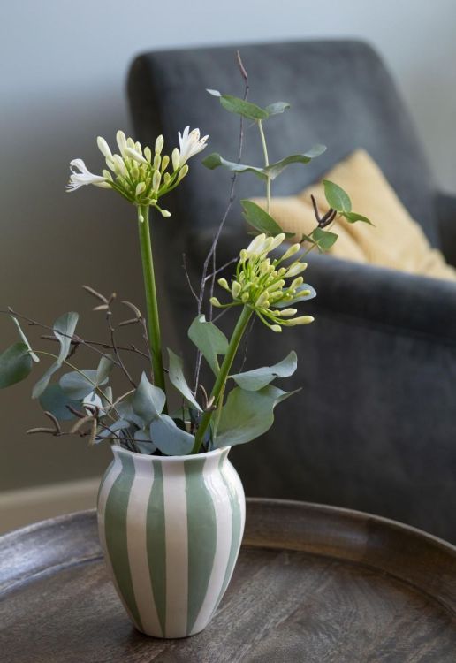 Dishes & Deco Vase Rayures 17cm (Olijfgroen) - Panache (Koksijde)