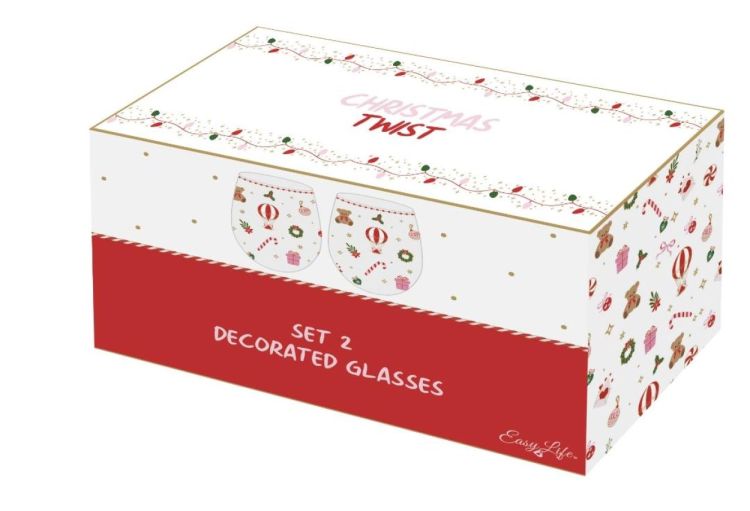 Easy Life Set 2 glazen - Christmas Twist 500ml (Transparant) - Panache (Koksijde)