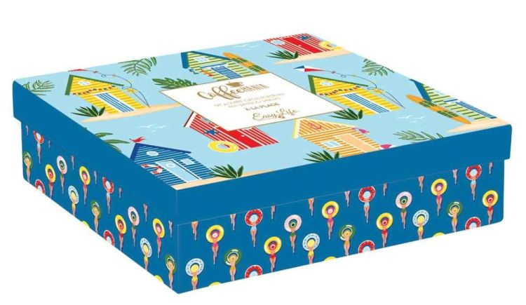 Easy Life Set 4 tassen + onderzetter hout - À La Plage (Multi) - Panache (Koksijde)