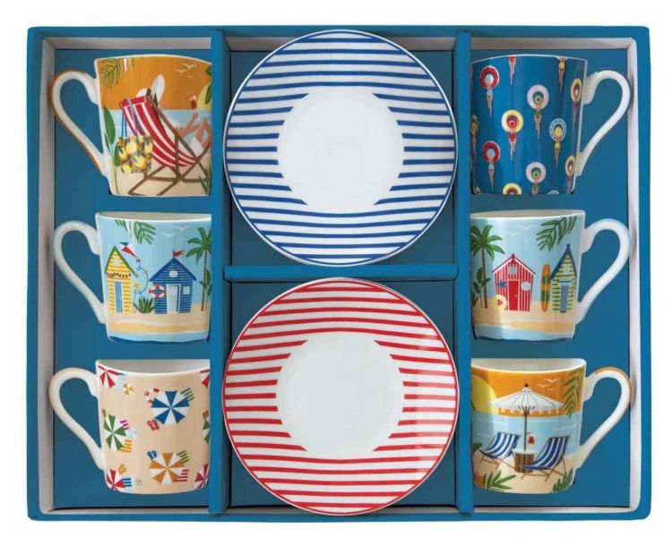 Easy Life Set 6 tassen 100ml - À La Plage (Multi) - Panache (Koksijde)