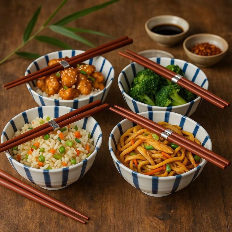 Edo Japan Stripes bowlset 12x5,5cm 4 personen (Stripes) - Panache (Koksijde)