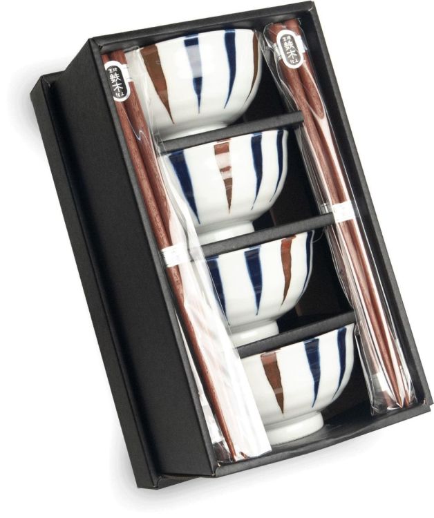 Edo Japan Stripes bowlset 12x5,5cm 4 personen (Stripes) - Panache (Koksijde)