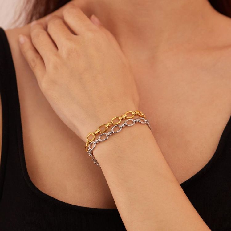 Flow Jewels Ovale schakelarmband (Zilver) - Panache (Koksijde)