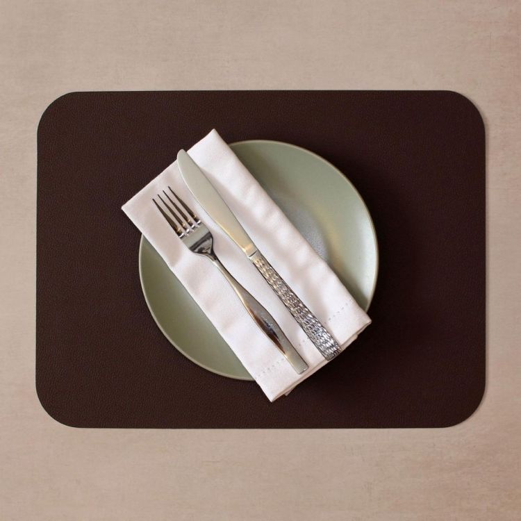 Freeform Set 2 vegan leren placemats 46x33cm - omkeerbaar (Chocolat / Blanc) - Panache (Koksijde)