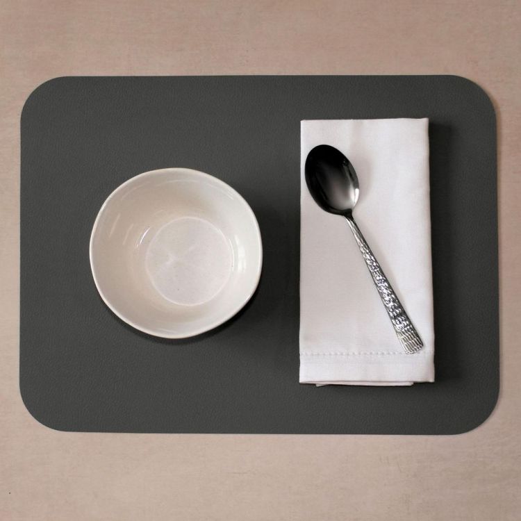 Freeform Set 2 vegan leren placemats 46x33cm - omkeerbaar (Gris) - Panache (Koksijde)