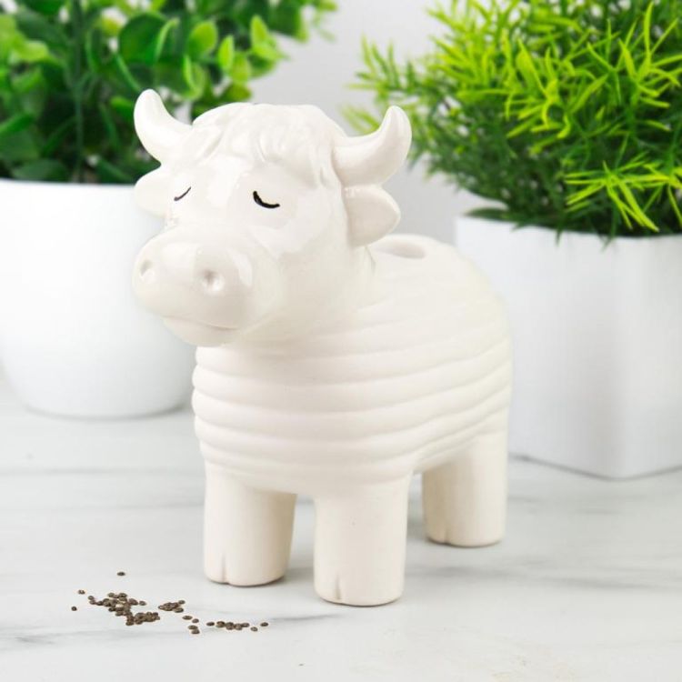 Gift Republic Chia Planter - Highland Cow (Wit) - Panache (Koksijde)