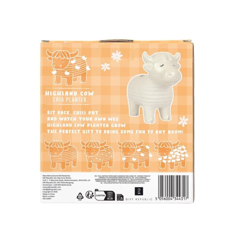 Gift Republic Chia Planter - Highland Cow (Wit) - Panache (Koksijde)