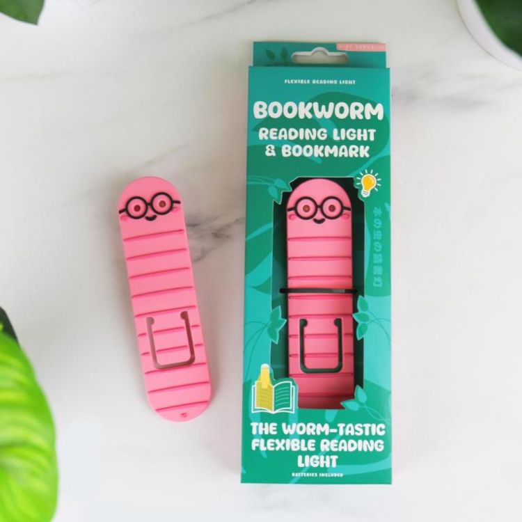 Gift Republic Reading Light & Bookmark - Bookworm (Roze) - Panache (Koksijde)