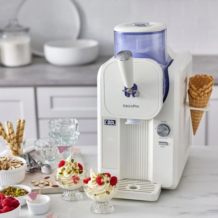 GreenPan Machine à Glace Italienne & Slush Frost 1,87L + Livre de Recettes + 4 Verres (Cream) - Panache (Koksijde)