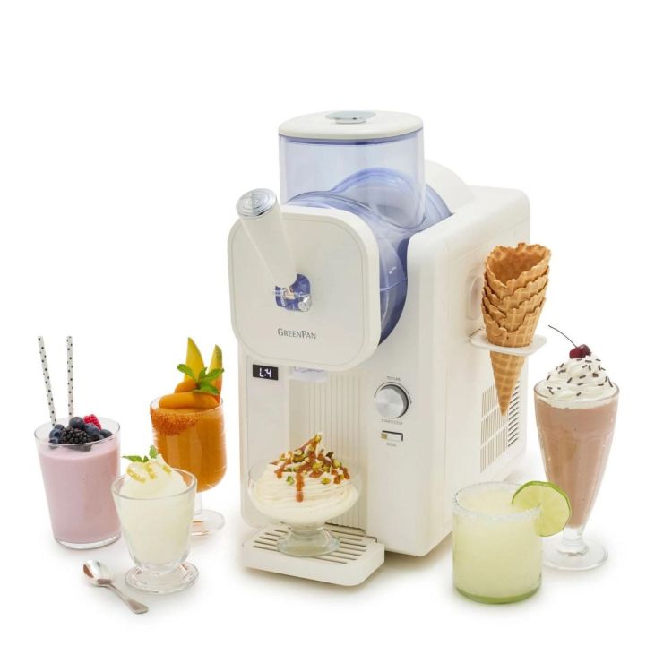 GreenPan Machine à Glace Italienne & Slush Frost 1,87L + Livre de Recettes + 4 Verres (Cream) - Panache (Koksijde)