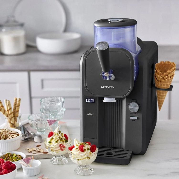 GreenPan Machine à Glace Italienne & Slush Frost 1,87L + Livre de Recettes + 4 Verres (Grey) - Panache (Koksijde)