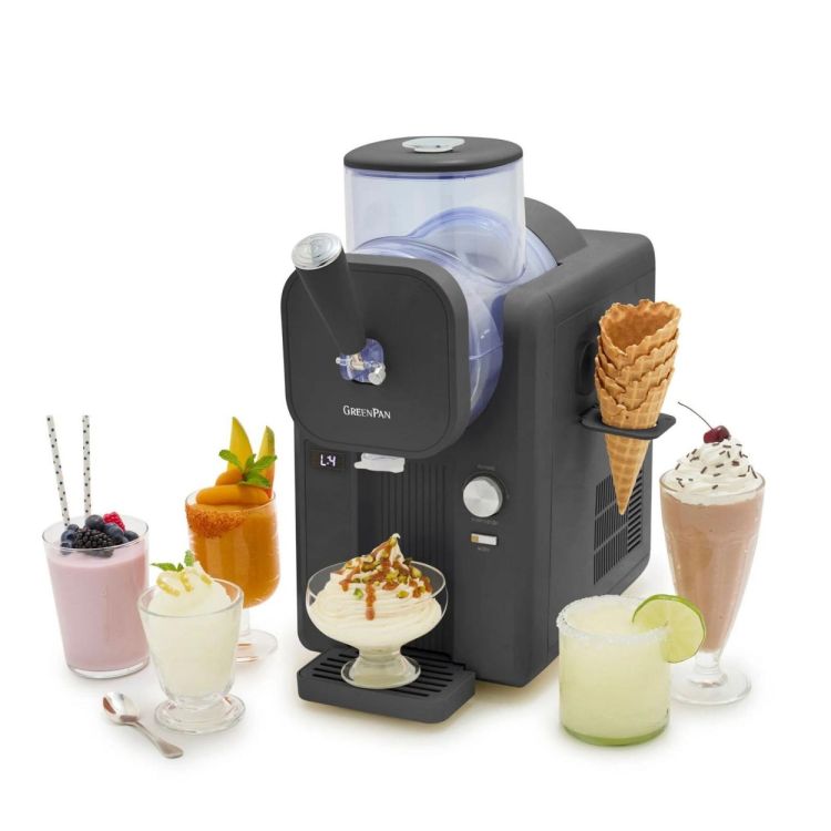 GreenPan Machine à Glace Italienne & Slush Frost 1,87L + Livre de Recettes + 4 Verres (Grey) - Panache (Koksijde)