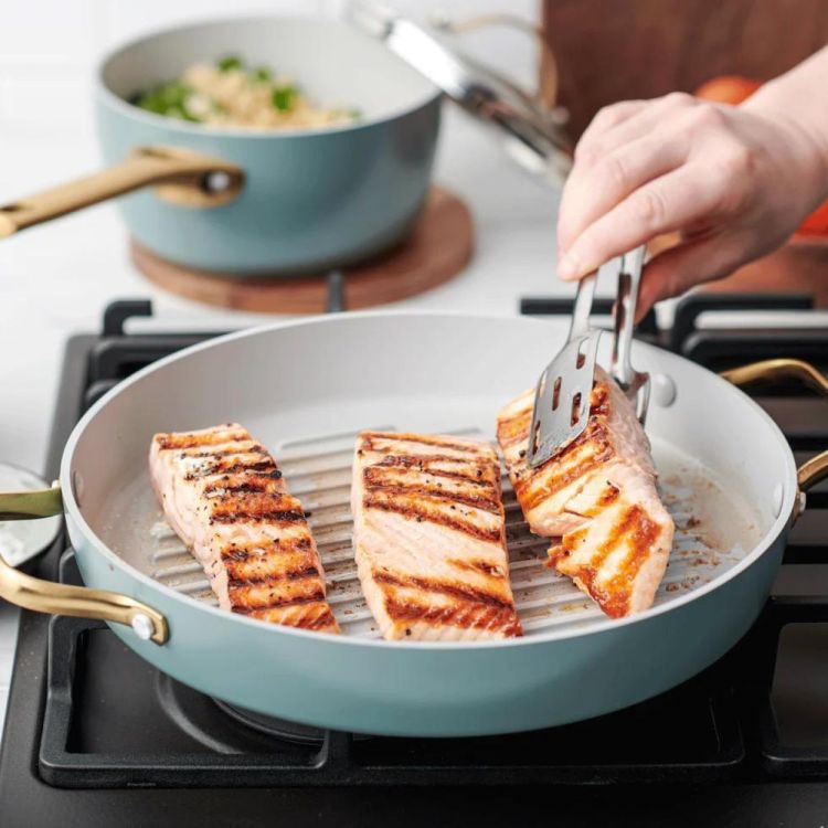 GreenPan Padova grillpan 28cm met deksel (Smokey Blue) - Panache (Koksijde)