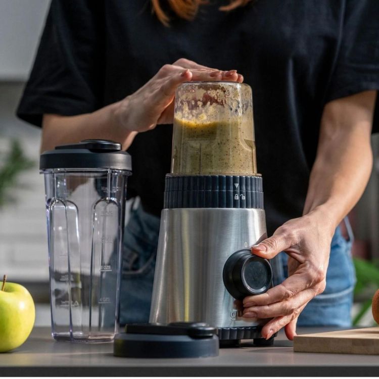 Guzzini Blender On-the-Go Sous Chef + 2 gourdes (Anthracite) - Panache (Koksijde)