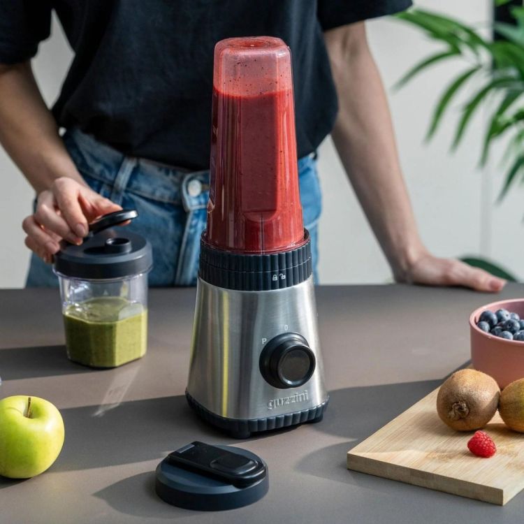 Guzzini Blender On-the-Go Sous Chef + 2 gourdes (Anthracite) - Panache (Koksijde)