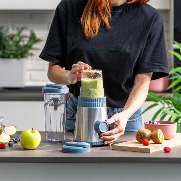 Guzzini Blender On-the-Go Sous Chef + 2 gourdes (Navy Blue) - Panache (Koksijde)
