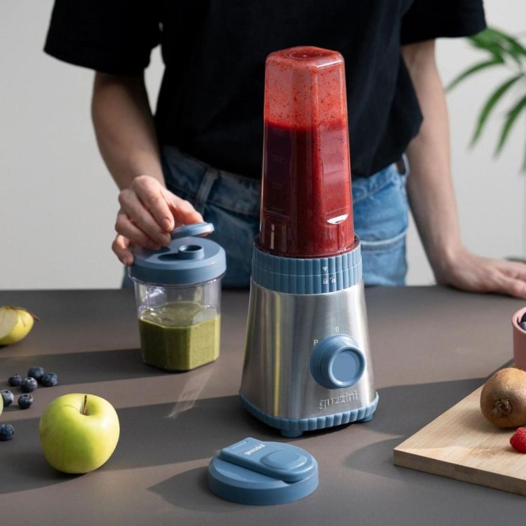 Guzzini Blender On-the-Go Sous Chef + 2 gourdes (Navy Blue) - Panache (Koksijde)