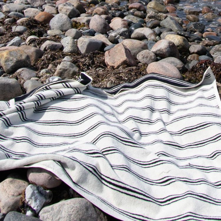 Homehagen Serviette de plage Retro Stripe 100x150cm (Black) - Panache (Koksijde)