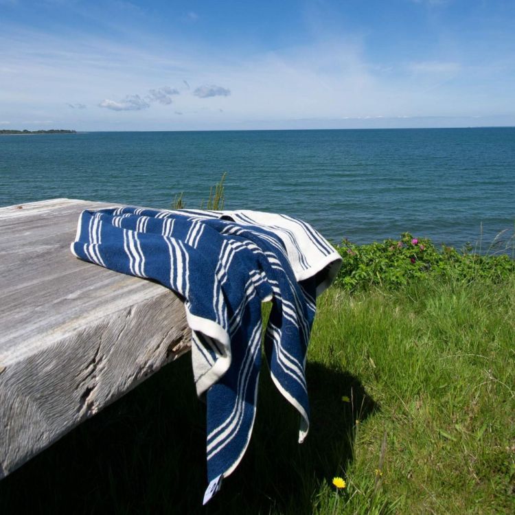 Homehagen Serviette de plage Retro Stripe 100x150cm (Indigo) - Panache (Koksijde)