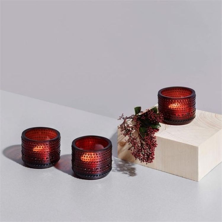 iittala Tealight candle holder 64mm Kastehelmi (Cranberry) - Panache (Koksijde)