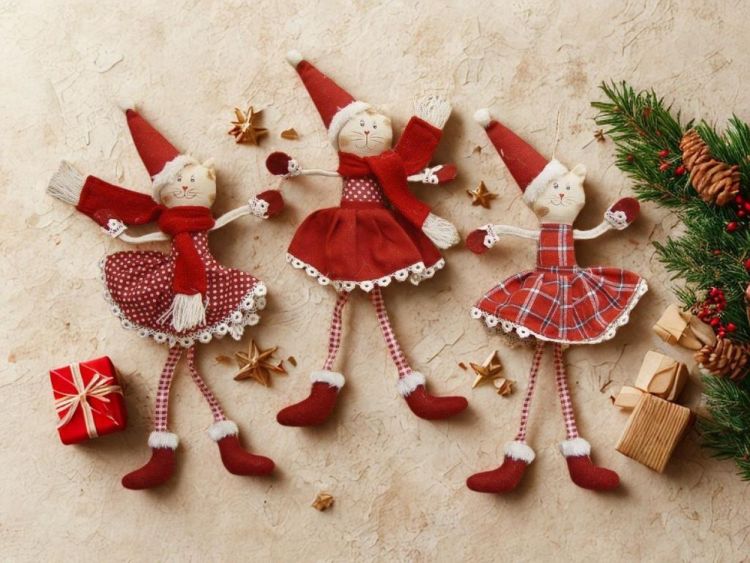 La Galleria Chaton de Noël avec jambes pendantes 23cm (Rood) - Panache (Koksijde)