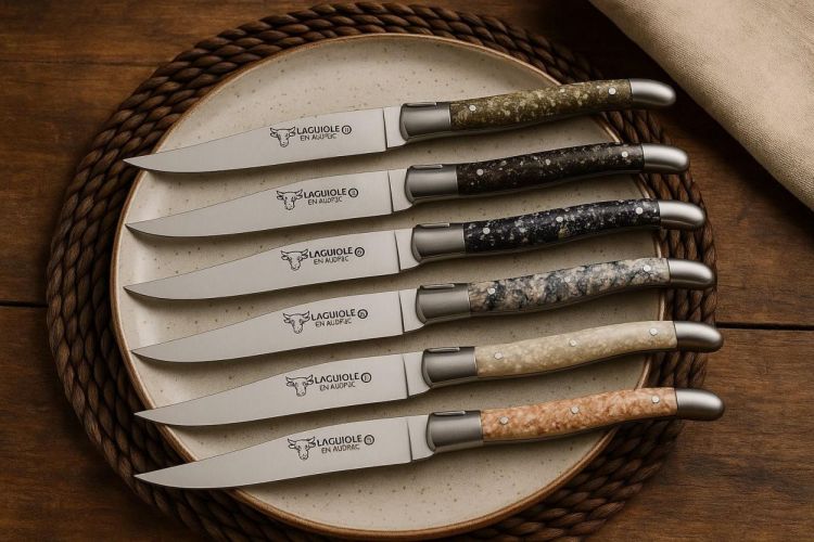 Laguiole en Aubrac 6 couteaux à steak Mixed Shells matt (Shell) - Panache (Koksijde)