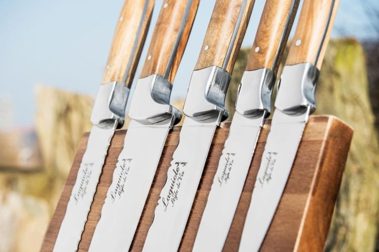 Laguiole Style de Vie 6-delige messenblok Olijfhout Luxury Line (Olijfhout) - Panache (Koksijde)