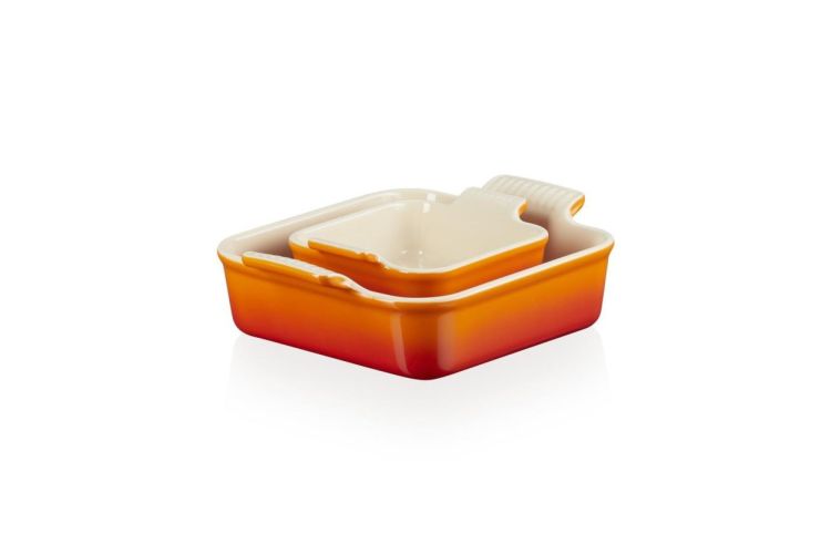 Le Creuset Set 2 Ovenschaal vierkant 13&20cm (Oranjerood) - Panache (Koksijde)