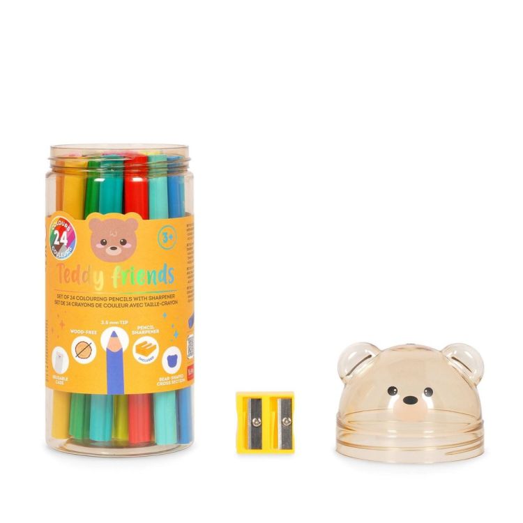 Legami Set de 24 crayons de couleur avec taille-crayon Teddy Bear (Multi) - Panache (Koksijde)
