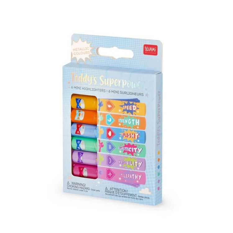 Legami Set de 6 mini surligneurs Teddy Bear - Super Power (Multi) - Panache (Koksijde)