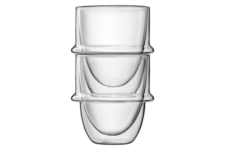 Luigi Bormioli Set 2 dubbelwandige Cappuccino glazen stapelbaar 230ml (Transparant) - Panache (Koksijde)