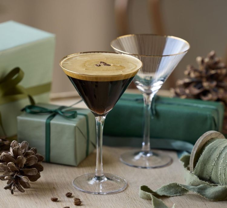 Lyngby Glass 4 Martiniglazen Palermo Gold 250ml (Gold) - Panache (Koksijde)