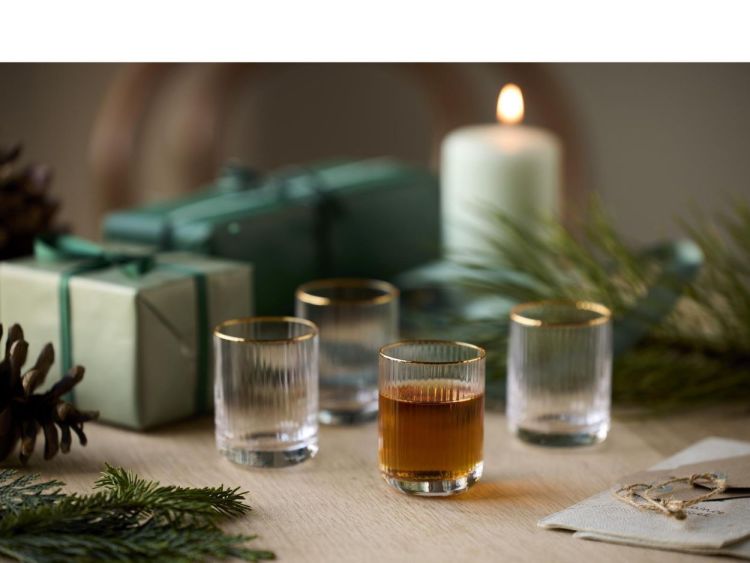 Lyngby Glass 6 Shotglazen 6cl Palermo Gold (Gold) - Panache (Koksijde)