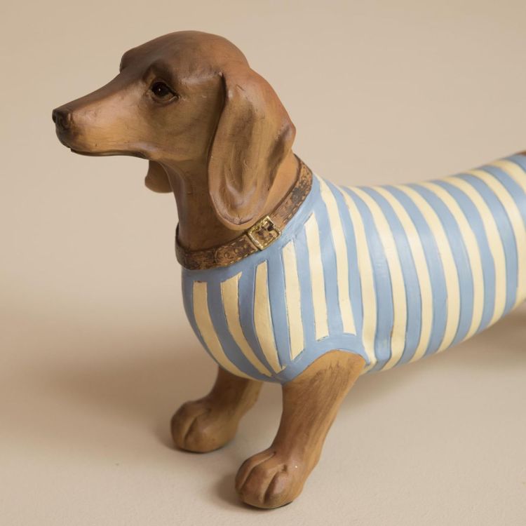 Mahe Homeware Dachshund Leon (Blue/White) - Panache (Koksijde)