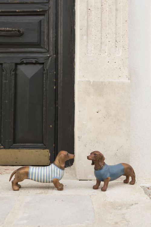 Mahe Homeware Dachshund Leon (Blue/White) - Panache (Koksijde)