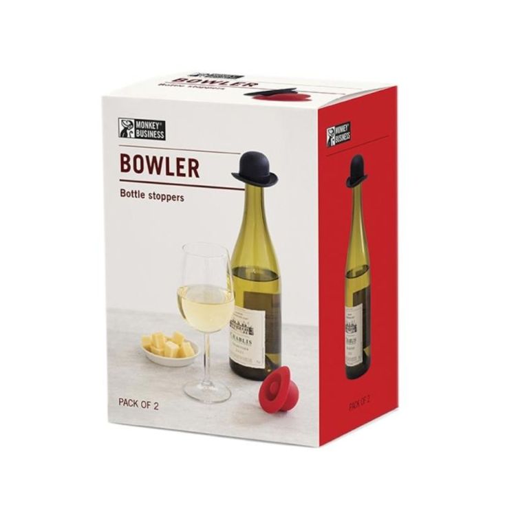 Monkey Business Bowler Bottle Stoppers (rood-zwart) - Panache (Koksijde)