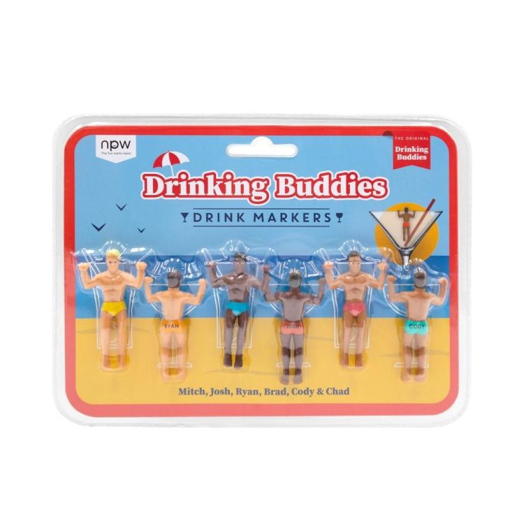 NPW Gifts Glasmarkers Drinking Buddies 6-delig (Multi) - Panache (Koksijde)