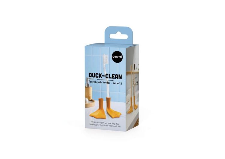 Ototo Design Duck Clean - set van 2 tandenborstelhouders (Bruin) - Panache (Koksijde)