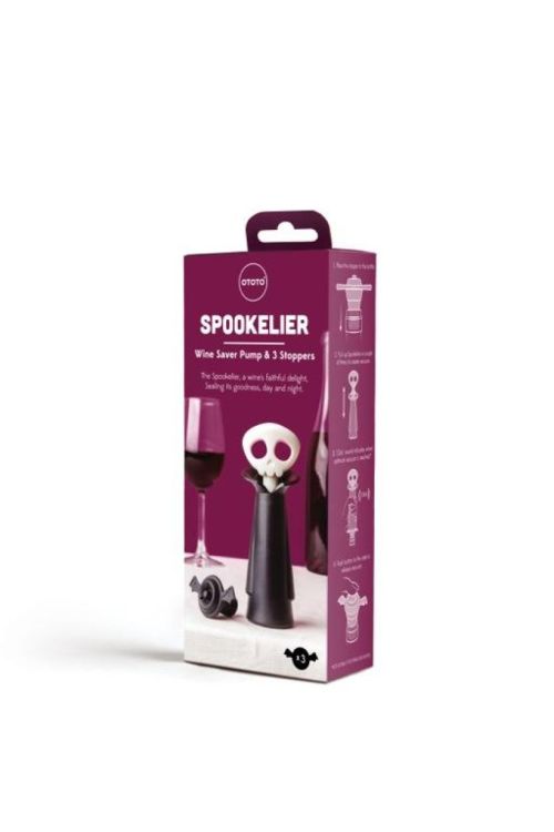 Ototo Design Spookelier - vacuümpomp met wijnstoppers (Zwart) - Panache (Koksijde)