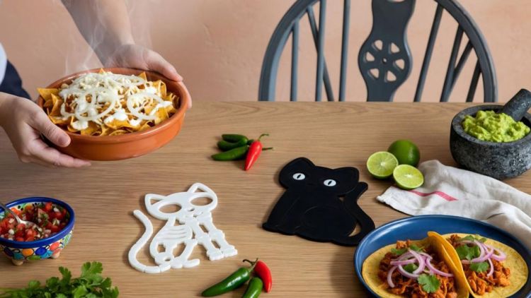 Peleg Design Skelicat - set van 2 onderzetters (Zwart & Wit) - Panache (Koksijde)