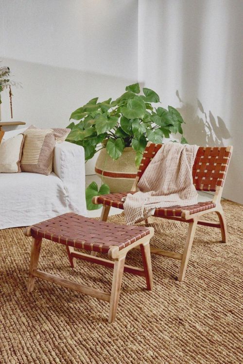 Pomax Loungestoel Aosta - buffalo leer / acacia hout (Acacia) - Panache (Koksijde)